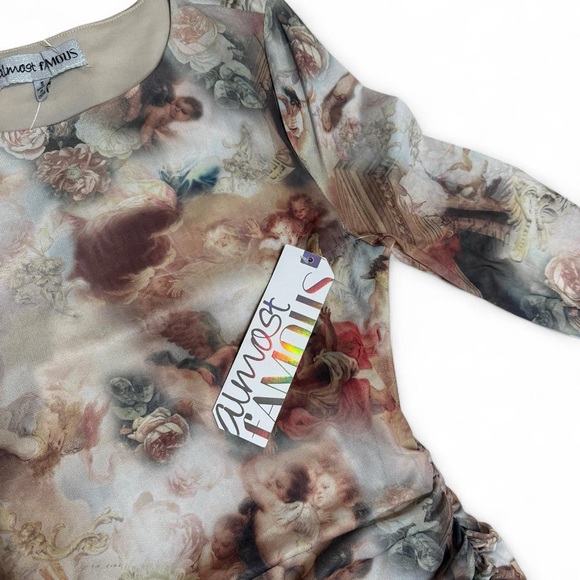 Almost Famous Mesh Angel Cherub Print Maxi Dress - Picture 6 of 8